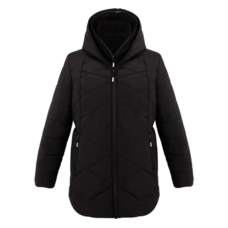 Women's winter jacket plus size ZIGZAG, front, black-44684O