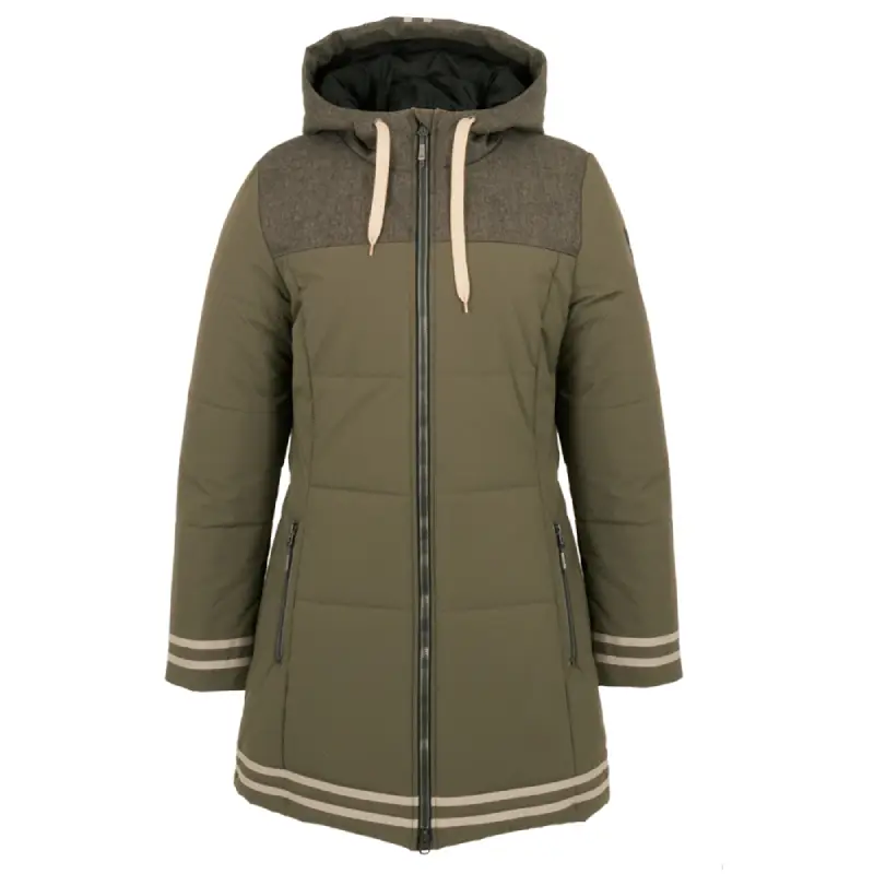 Manteau d'hiver UNIVERSITY pour femme, olive_taupe, devant-44694