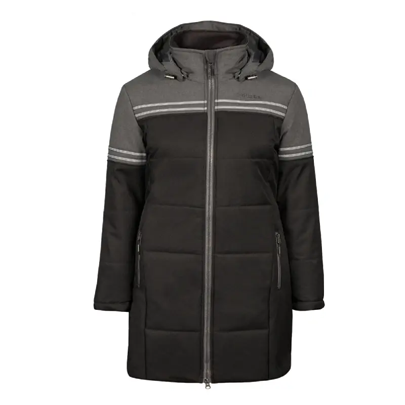 Manteau d'hiver grande taille COLLEGIATE pour femme, noir et gris, devant-44710O