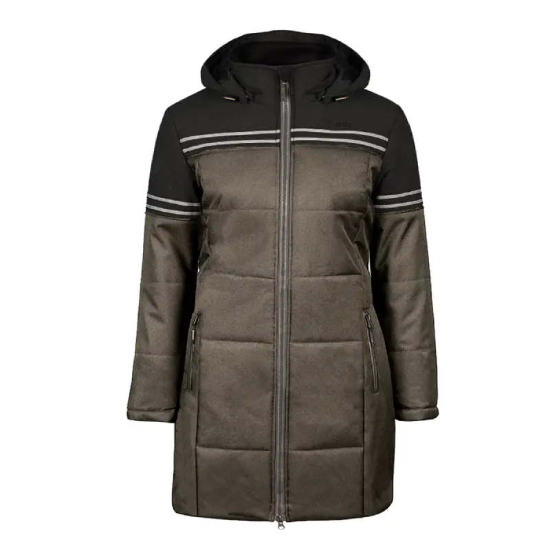 Manteau d'hiver grande taille COLLEGIATE pour femme, noir-taupe, devant-44710O