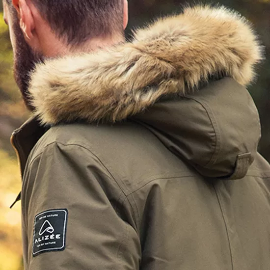 Fur detail of DUCK TWILL men's winter jacket, 43663