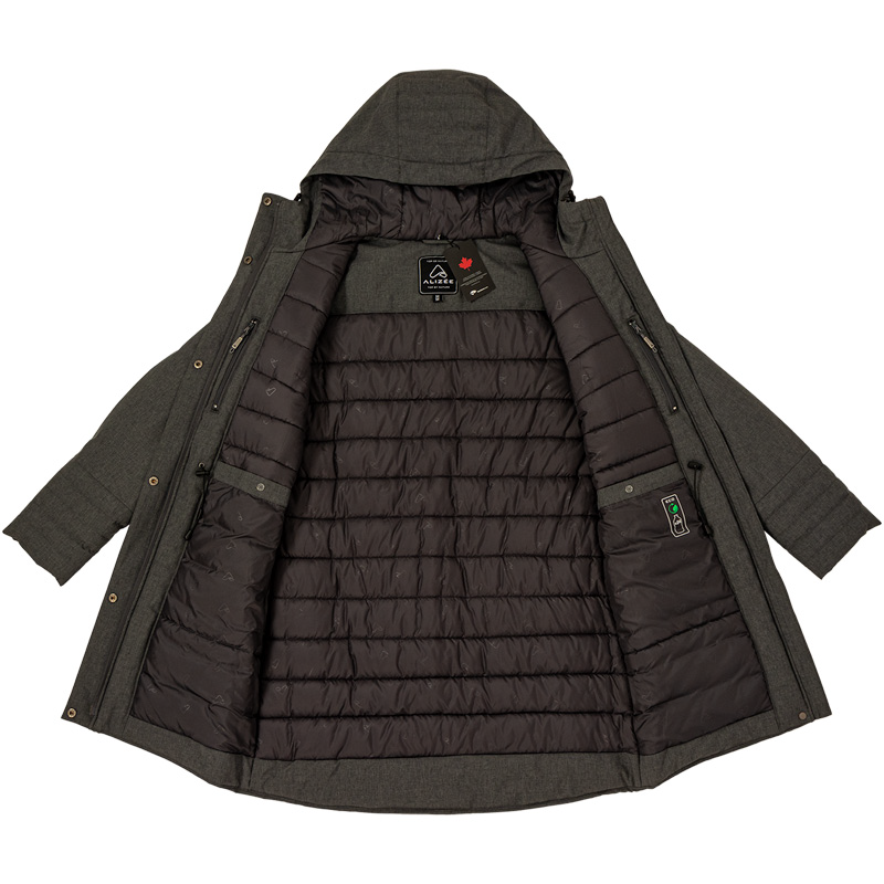 44714- Manteau d'hiver Sleek  pour femme, détails des 4 poches intérieures