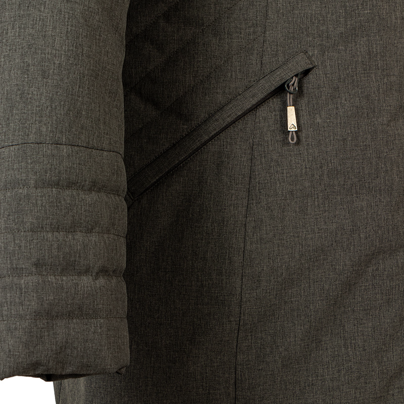 44714- Manteau d'hiver Sleek pour femme, détail poche réchauffe-main avec fermeture éclair