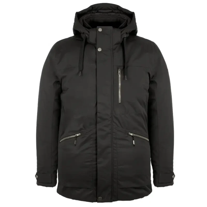 43707O-Men's winter jacket plus size PARK, black, front