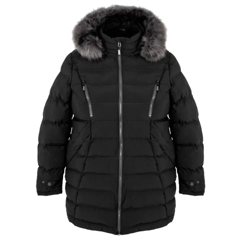 44758O-Manteau d'hiver grande taille ELEMENT pour femme, noir, devant