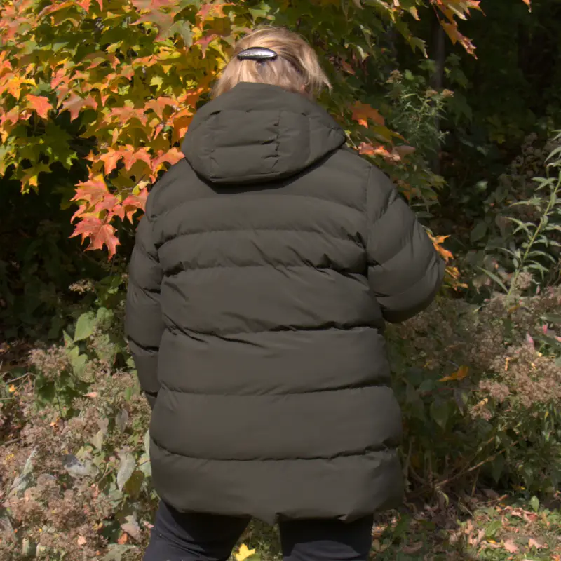 Our model is wearing the winter jacket plus size SLACK algae, back-44757O