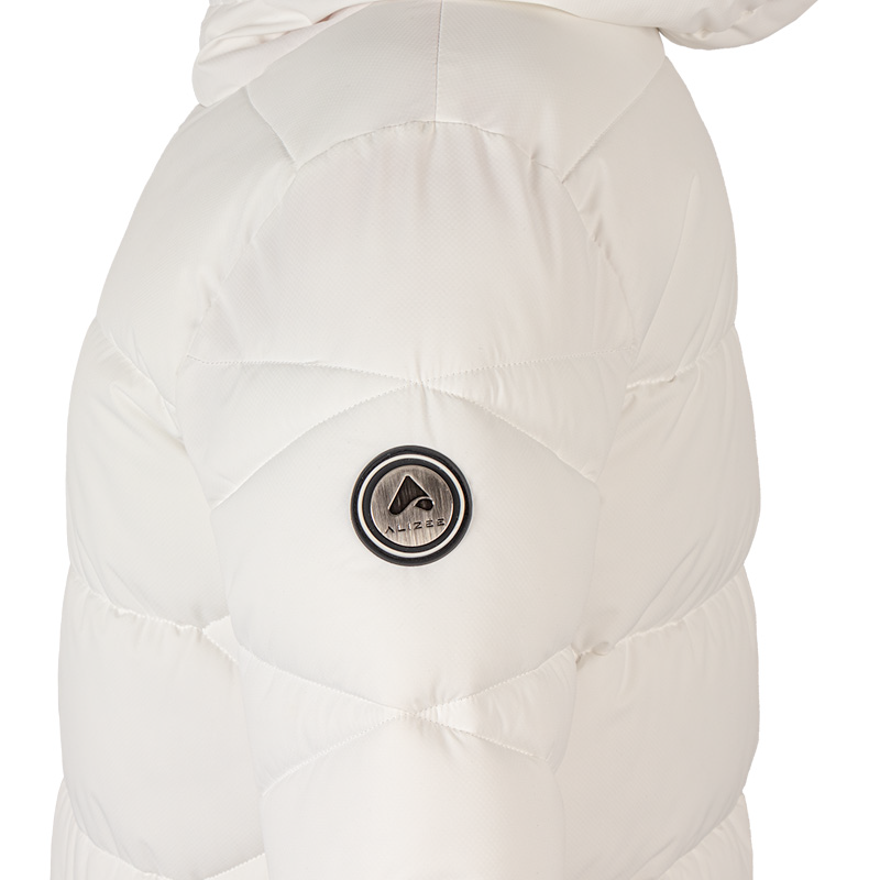 44768-Manteau d'hiver Nest pour femme, Blanc-orange, logo Alizée sur manche gauche