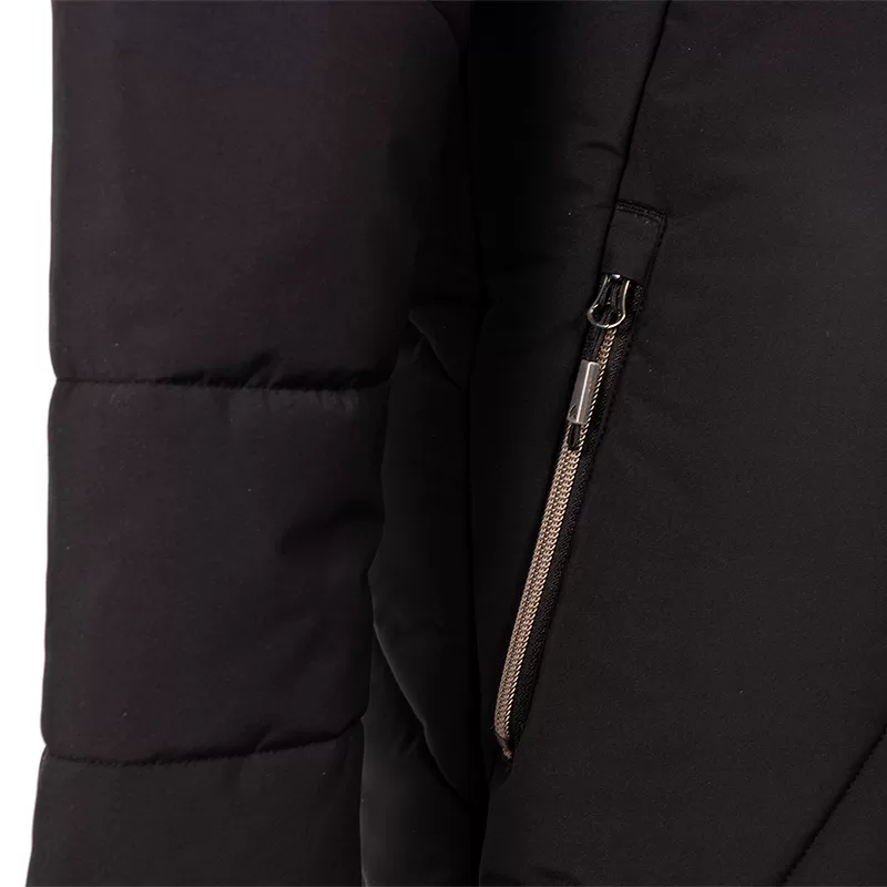 44752 COSMO long winter coat plus size, black, YKK METALLION zippers