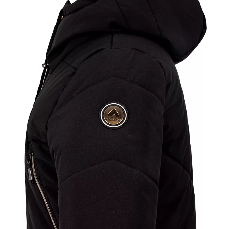 44752 COSMO long winter coat plus size, black, Alizee logo