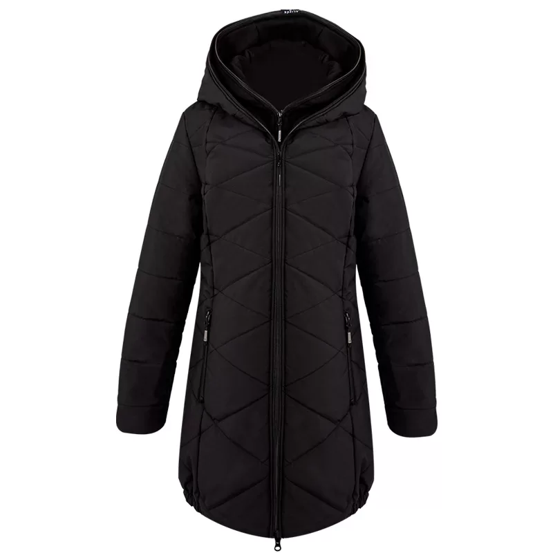 44684-ZIGZAG women’s winter coat, black-black, front