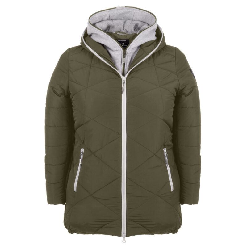Plus size women's winter jacket olive color, ZIGZAG