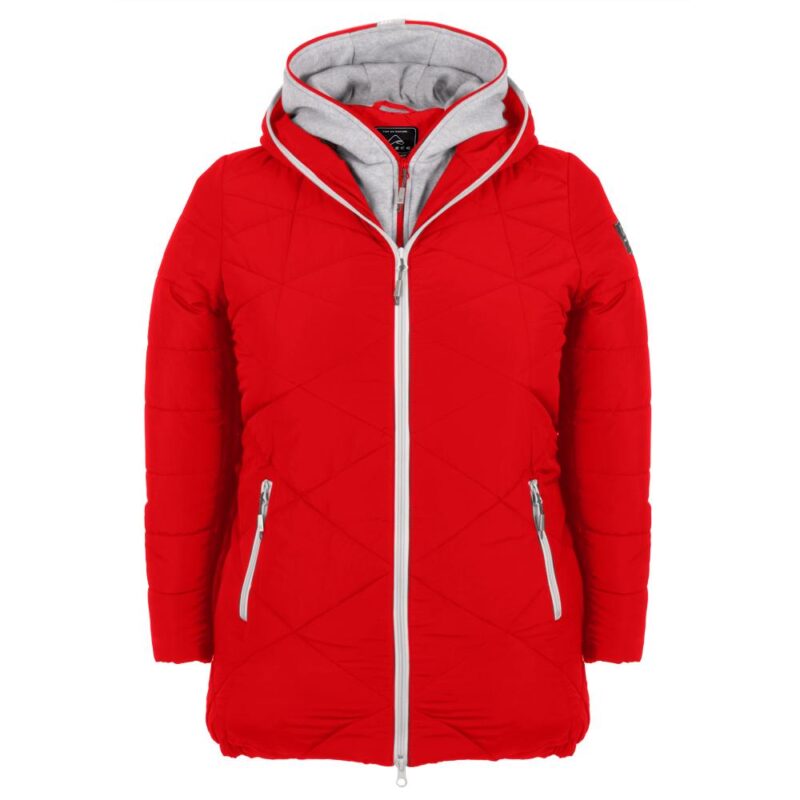 Plus size women's winter jacket red color, ZIGZAG