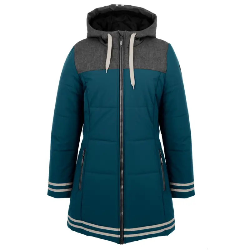 Manteau d'hiver UNIVERSITY pour femme, bleu abysse-gris foncé, devant