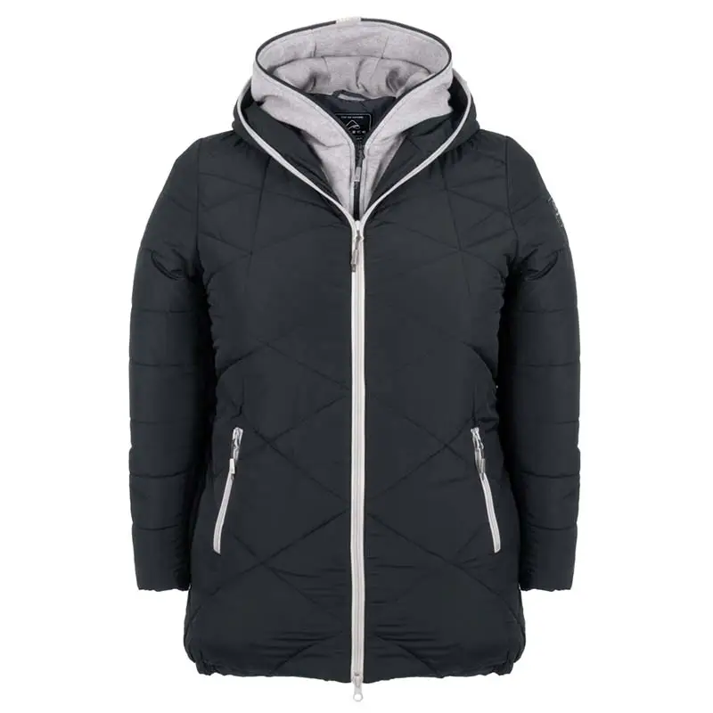 Women's winter jacket plus size ZIGZAG, front, charcoal-44684O