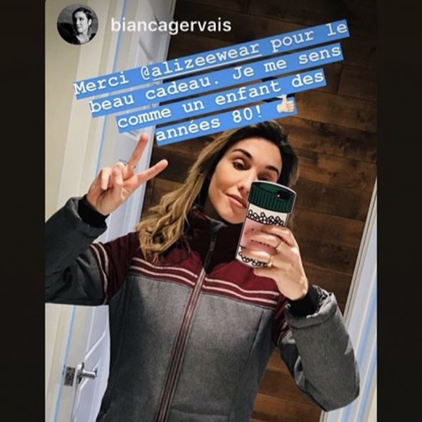 Bianca Gervais portant un manteau Alizée