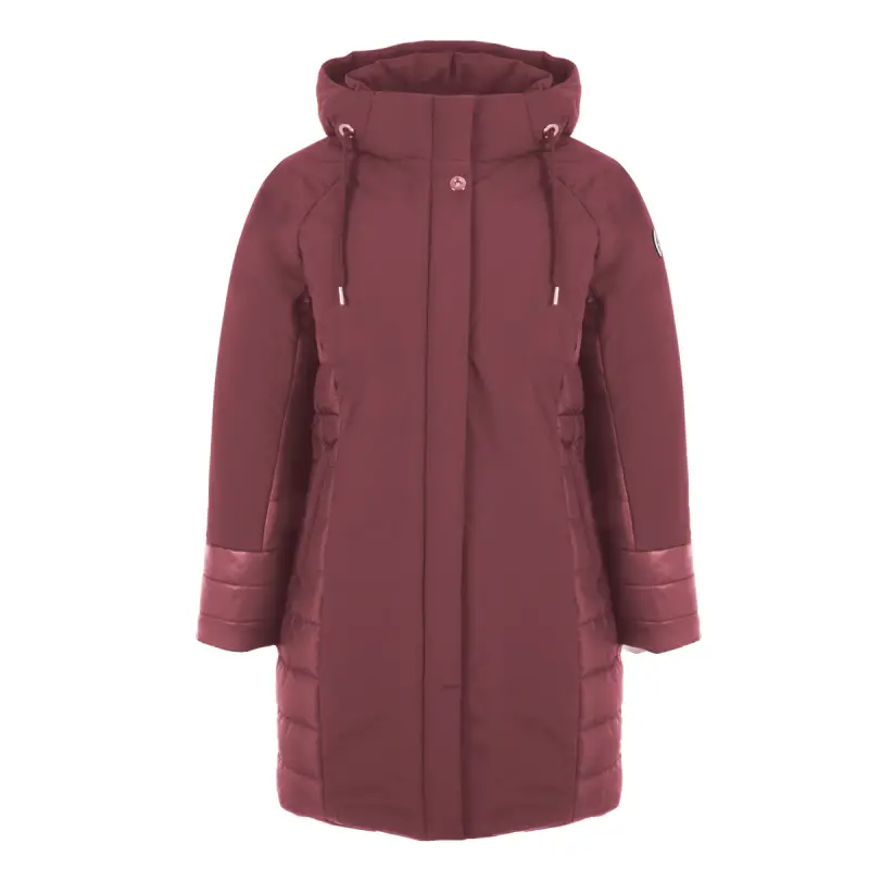 44747O-Women's winter coat large size SIDEKICK, wineberry mat/shinny, front