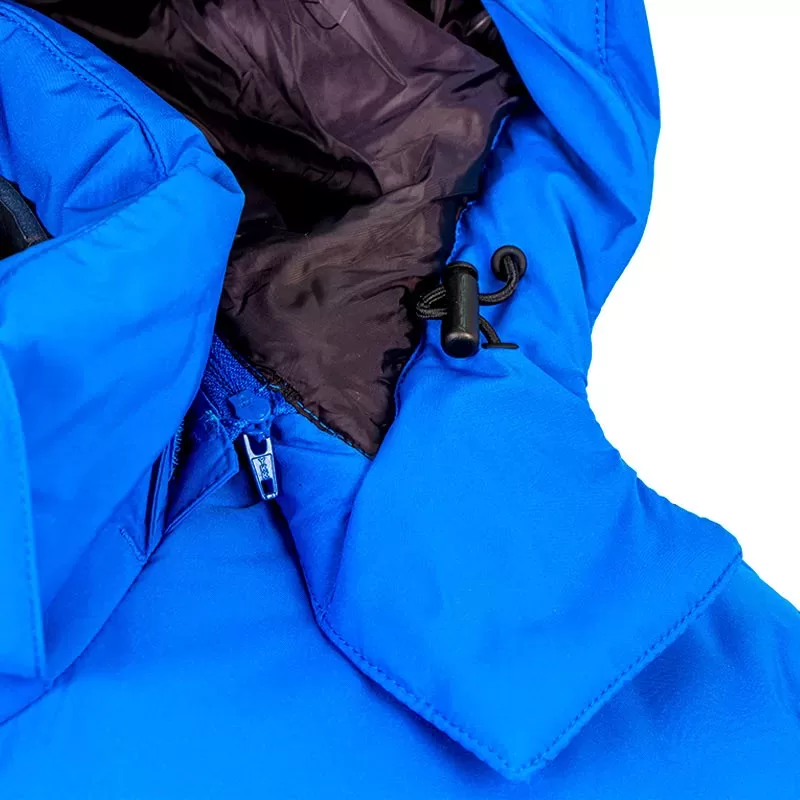 43739-MOGUL men's winter coat, royal blue, detail of hood adjustment